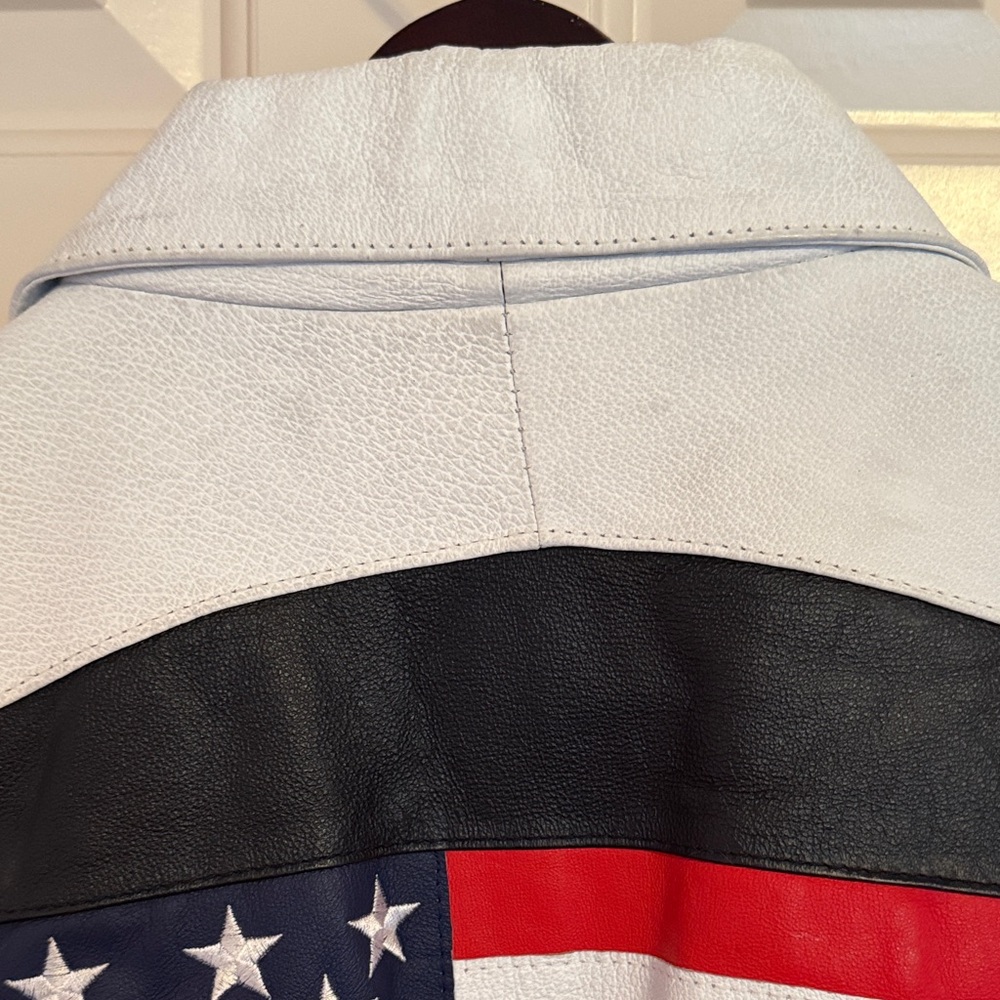 Michael Hoban Wheremi USA Men's Black and White Leather Jacket XL - Picture 3 of 11